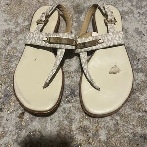 Michael Kors Beige and Gold Sandals